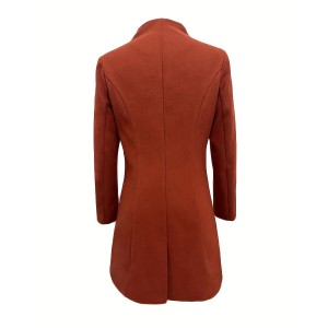 Single Breasted Solid Coat, Elegant Long Sleeve Versatile Outerwear, Women's Clothing