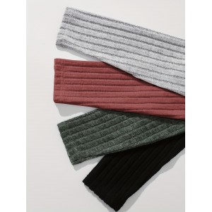 4 Packs Ribbed Mock Neck T-Shirts, Casual Long Sleeve Top For Spring & Fall, Women's Clothing