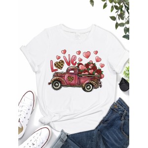 Sunflower & Letter Print T-shirt, Vintage Crew Neck Short Sleeve T-shirt, Women's Clothing