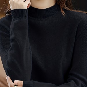 Solid Mock Neck Knit Sweater, Casual Long Sleeve Simple Sweater, Women's Clothing
