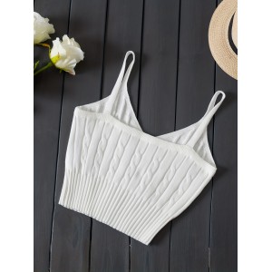 Knitted Cami Crop Top, Versatile Sleeveless Casual Top For Spring & Summer, Women's Clothing