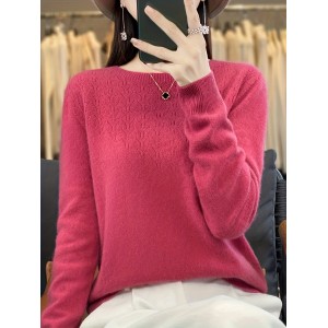 Solid Crew Neck Wool Sweater, Casual Long Sleeve Cozy Basic Sweater, Women's Clothing