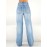 Blue Loose Fit Wide Leg Jeans, High Waist Slash Pockets High Rise Straight Jeans, Women's Denim Jeans & Clothing