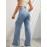 Side Flap Pocket High Waist Denim Cargo Pants, Light Washed Casual Slash Pocket Cargo Jeans, Kpop Y2K, Women's Denim Jeans & Clothing